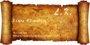 Lupu Klaudia névjegykártya
